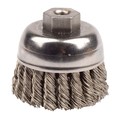 Weiler 2-3/4" Single Row Knot  Cup Brush.020" Stainless , 3/8"-24 UNF Nut 13256